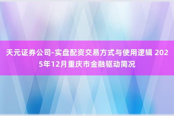 天元证券公司-实盘配资交易方式与使用逻辑 2025年12月重庆市金融驱动简况